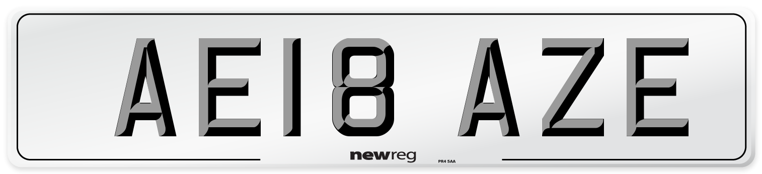 AE18 AZE Number Plate from New Reg